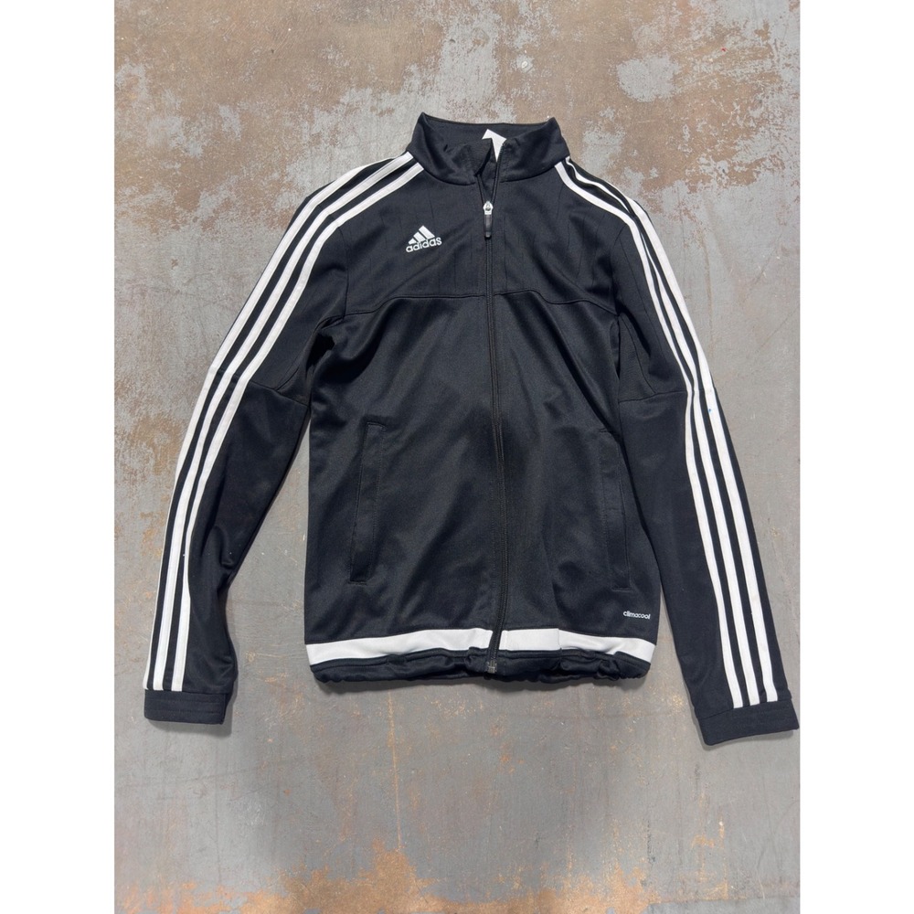 Adidas Climalite Womens Track Jacket Black Full Zip 3 Stripe XS/TP